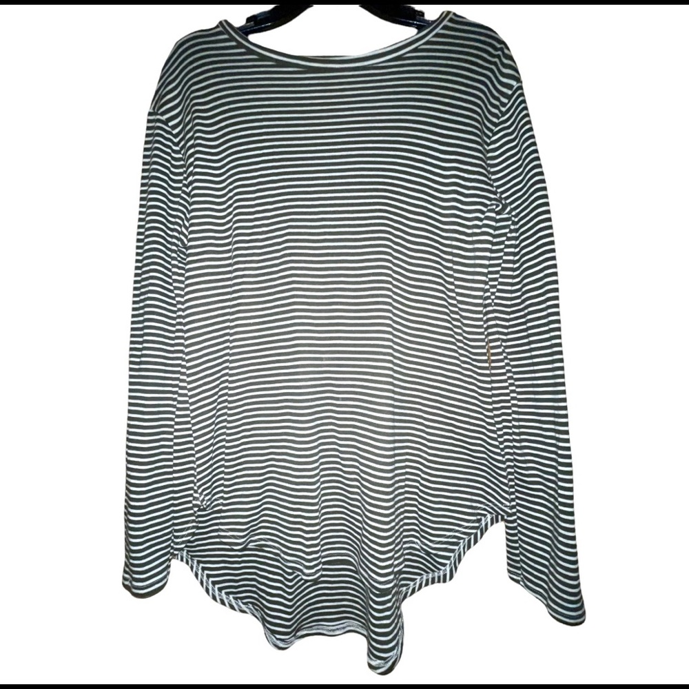 3 for $10 Bundle - Striped olive green baseball shirt with faux suede elbows